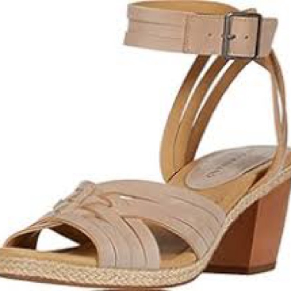 NWOT Lucky Brand ‘Noxa’ Beige Adjustable Strap Wicker Wedge Sandal
